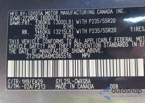 2021 Lexus Rx 450H from USA, damaged, VIN 2T2HGMDA6MC065516